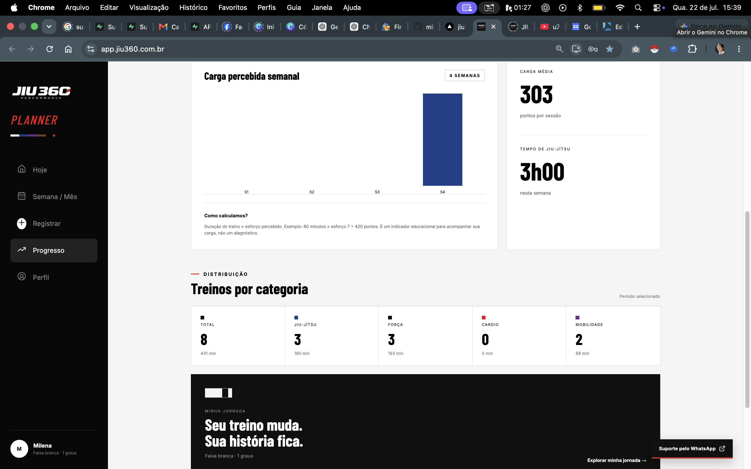 JIU360 Planner aberto no computador
