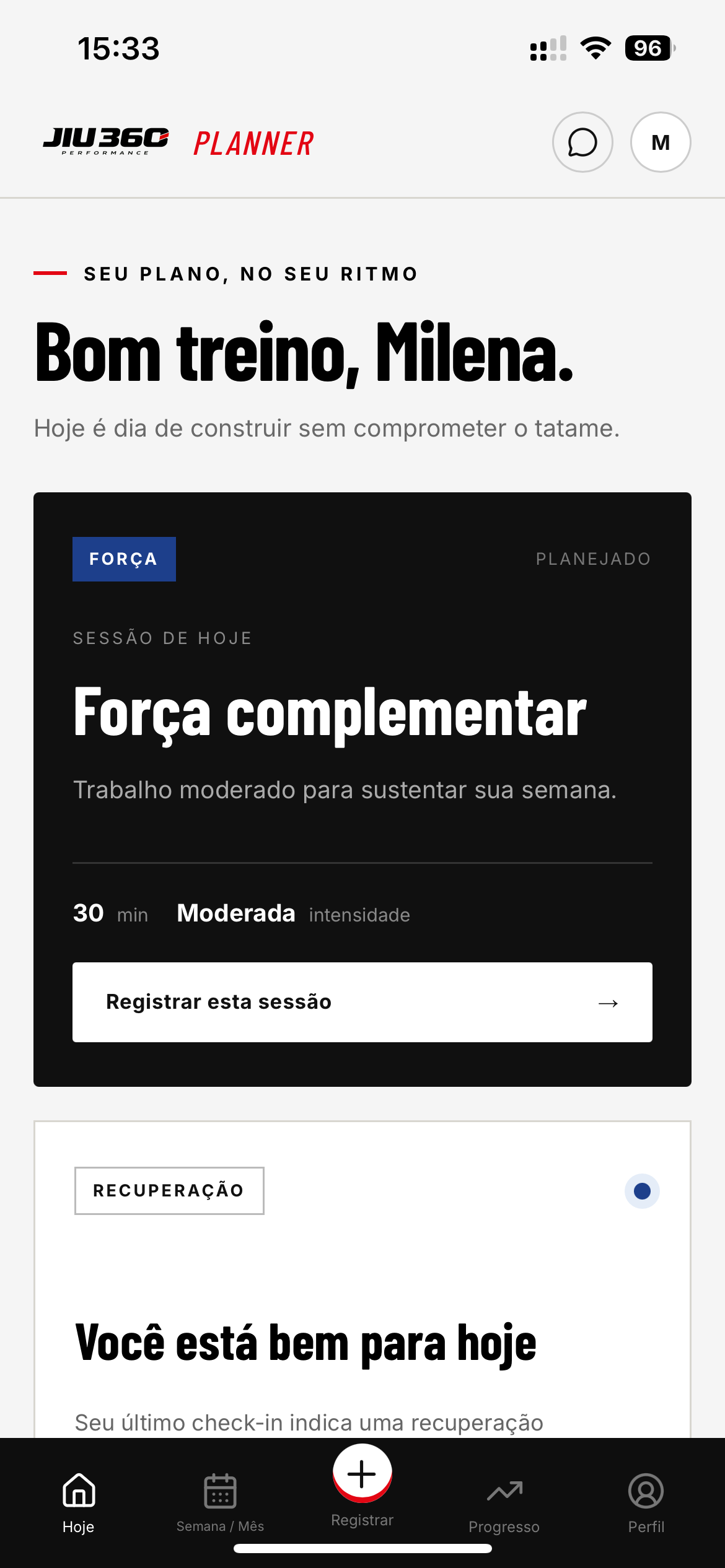 Tela inicial do JIU360 Planner